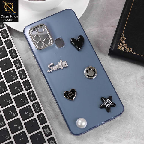 Samsung Galaxy A21s Cover - Blue -  3D Smile Cartoon Matte Shinny Case With Camera Protection Soft Border Case