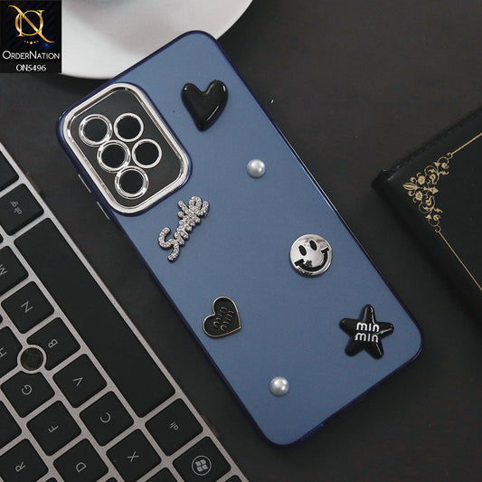 Samsung Galaxy A23 Cover - Blue - 3D Smile Cartoon Matte Shinny Case With Camera Protection Soft Border Case