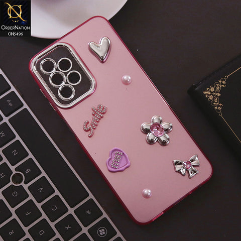 Samsung Galaxy A23 Cover - Pink - 3D Smile Cartoon Matte Shinny Case With Camera Protection Soft Border Case