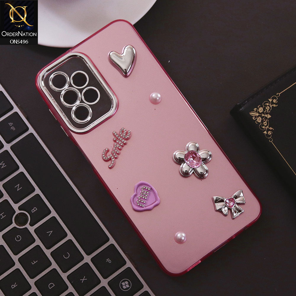 Samsung Galaxy A23 5G Cover - Pink - 3D Smile Cartoon Matte Shinny Case With Camera Protection Soft Border Case