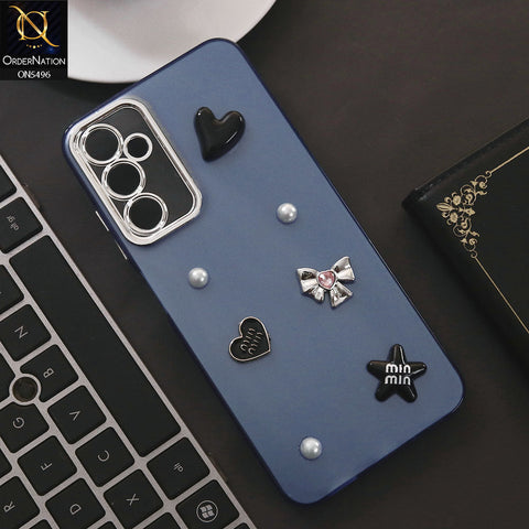 Samsung Galaxy A24 4G Cover - Blue - 3D Smile Cartoon Matte Shinny Case With Camera Protection Soft Border Case