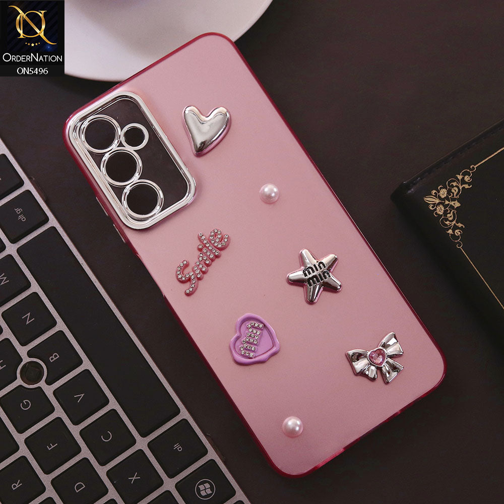 Samsung Galaxy A24 4G Cover - Pink - 3D Smile Cartoon Matte Shinny Case With Camera Protection Soft Border Case