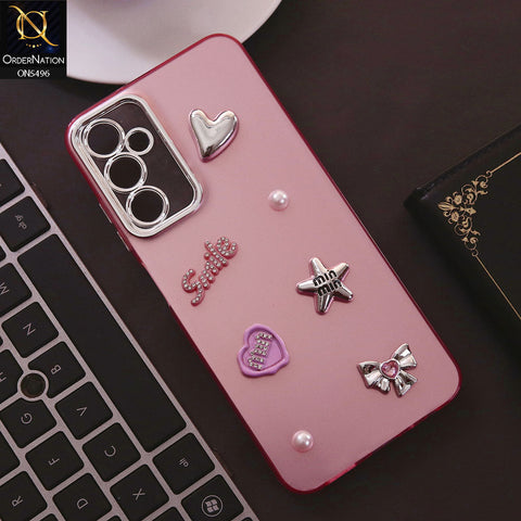 Samsung Galaxy A24 4G Cover - Pink - 3D Smile Cartoon Matte Shinny Case With Camera Protection Soft Border Case