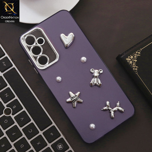 Samsung Galaxy A24 4G Cover - Purple - 3D Smile Cartoon Matte Shinny Case With Camera Protection Soft Border Case
