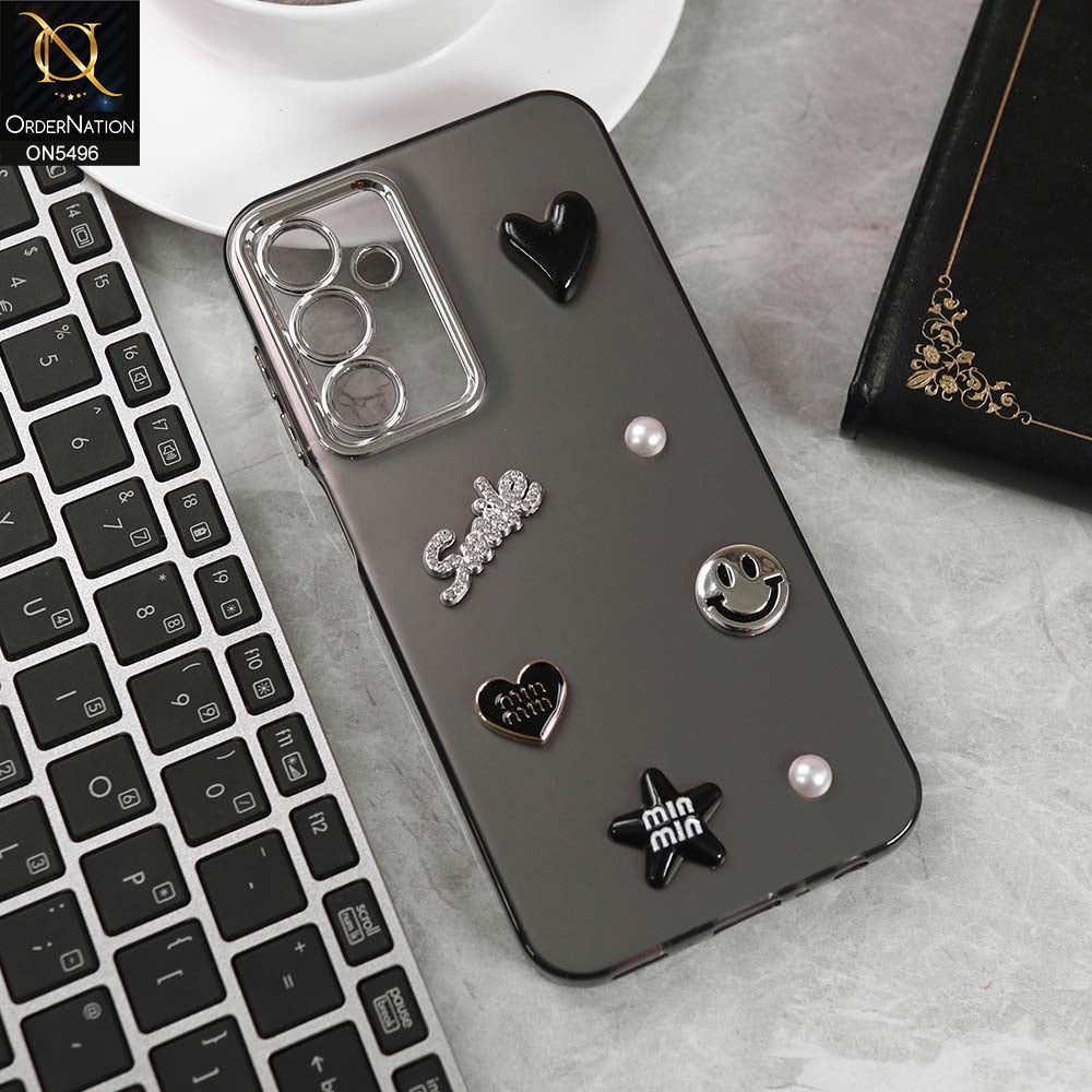 Samsung Galaxy A25 5G 4G Cover - Black -  3D Smile Cartoon Matte Shinny Case With Camera Protection Soft Border Case
