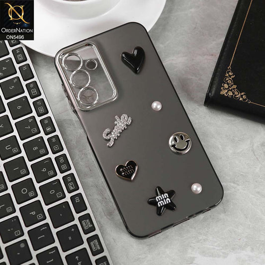 Samsung Galaxy A25 5G 4G Cover - Black -  3D Smile Cartoon Matte Shinny Case With Camera Protection Soft Border Case