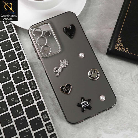 Samsung Galaxy A25 5G 4G Cover - Black -  3D Smile Cartoon Matte Shinny Case With Camera Protection Soft Border Case