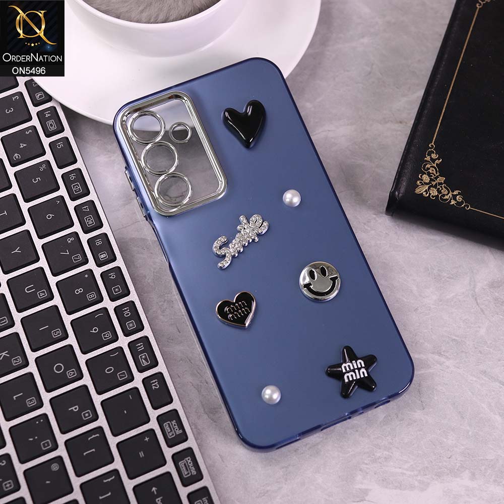 Samsung Galaxy A25 5G 4G Cover - Blue -  3D Smile Cartoon Matte Shinny Case With Camera Protection Soft Border Case