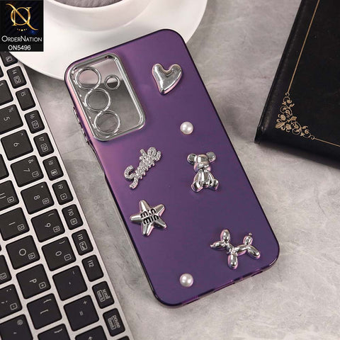 Samsung Galaxy A25 5G 4G Cover - Purple -  3D Smile Cartoon Matte Shinny Case With Camera Protection Soft Border Case