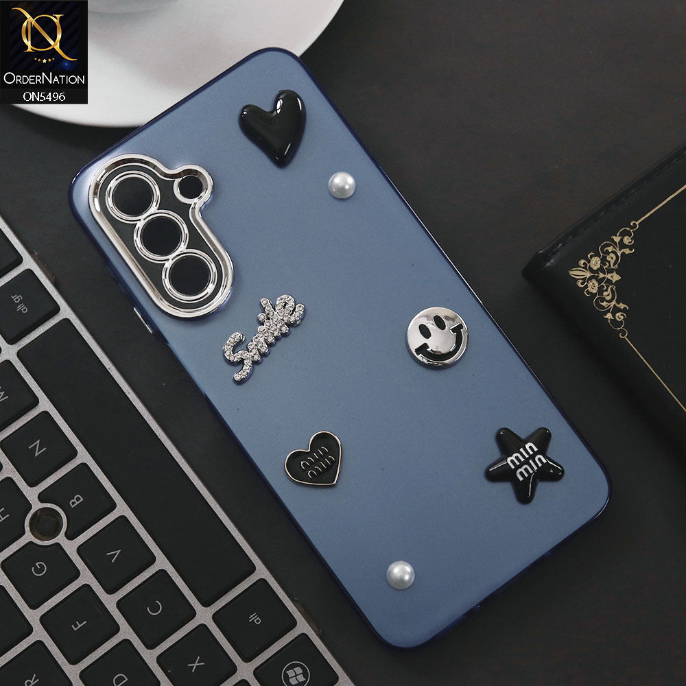 Samsung Galaxy A26 Cover - Blue - 3D Smile Cartoon Matte Shinny Case With Camera Protection Soft Border Case