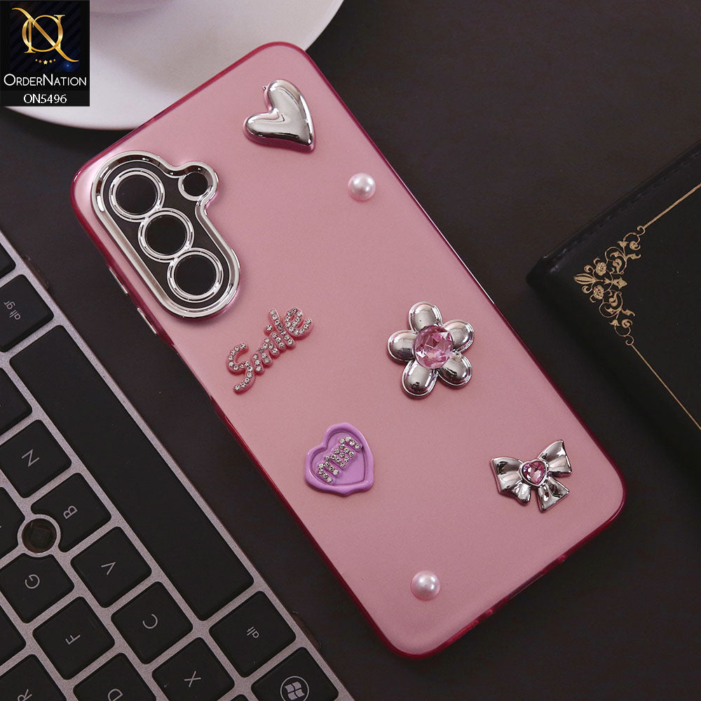 Samsung Galaxy A26 Cover - Pink - 3D Smile Cartoon Matte Shinny Case With Camera Protection Soft Border Case