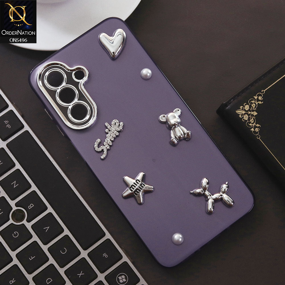 Samsung Galaxy A26 Cover - Purple - 3D Smile Cartoon Matte Shinny Case With Camera Protection Soft Border Case