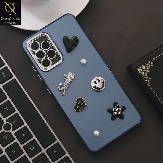 Samsung Galaxy A32 Cover - Blue - 3D Smile Cartoon Matte Shinny Case With Camera Protection Soft Border Case