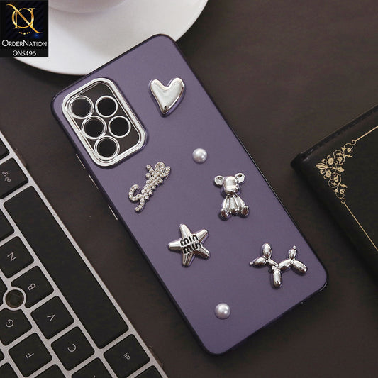 Samsung Galaxy A32 Cover - Purple - 3D Smile Cartoon Matte Shinny Case With Camera Protection Soft Border Case