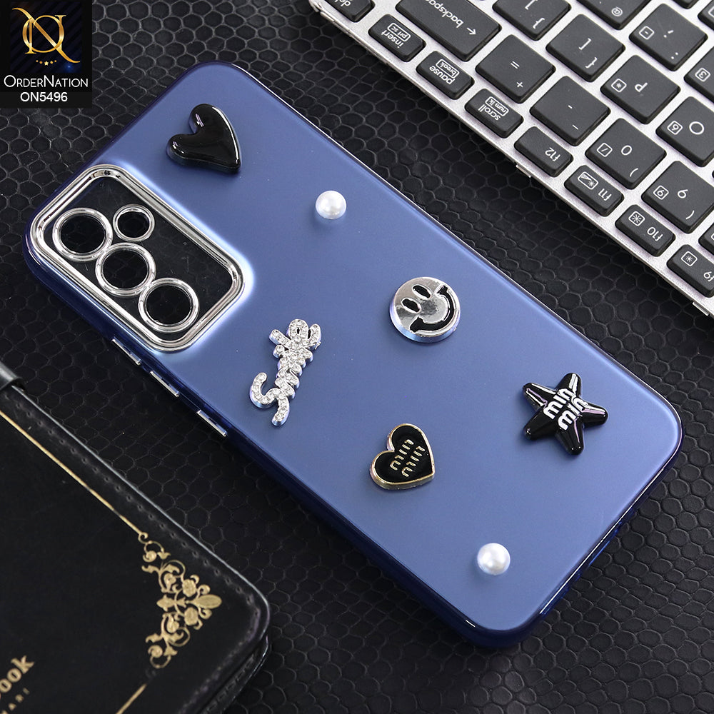 Samsung Galaxy A34 5G - Blue -  3D Smile Cartoon Matte Shinny Case With Camera Protection Soft Border Case