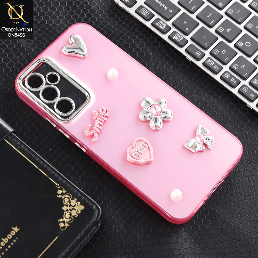 Samsung Galaxy A34 5G - Pink -  3D Smile Cartoon Matte Shinny Case With Camera Protection Soft Border Case