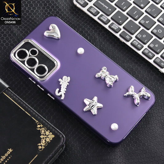 Samsung Galaxy A34 5G - Purple -  3D Smile Cartoon Matte Shinny Case With Camera Protection Soft Border Case