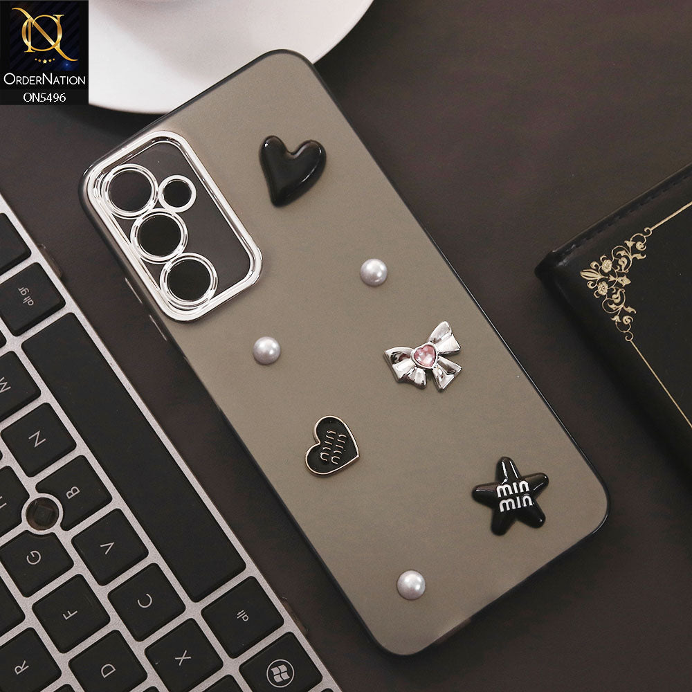 Samsung Galaxy A55 Cover - Black - 3D Smile Cartoon Matte Shinny Case With Camera Protection Soft Border Case