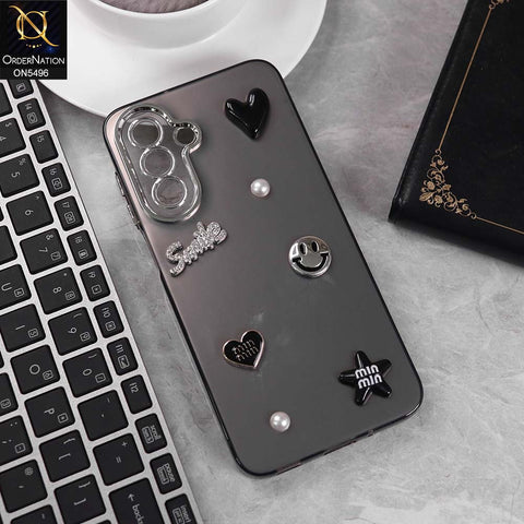 Samsung Galaxy A36 Cover - Black -  3D Smile Cartoon Matte Shinny Case With Camera Protection Soft Border Case