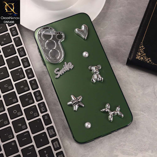 Samsung Galaxy A36 Cover - Green -  3D Smile Cartoon Matte Shinny Case With Camera Protection Soft Border Case