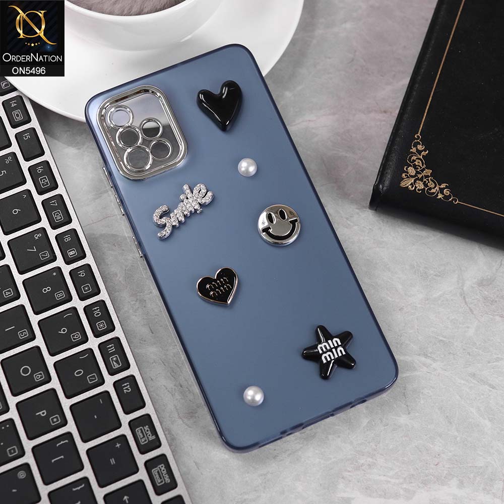 Samsung Galaxy A51 Cover - BLue -  3D Smile Cartoon Matte Shinny Case With Camera Protection Soft Border Case