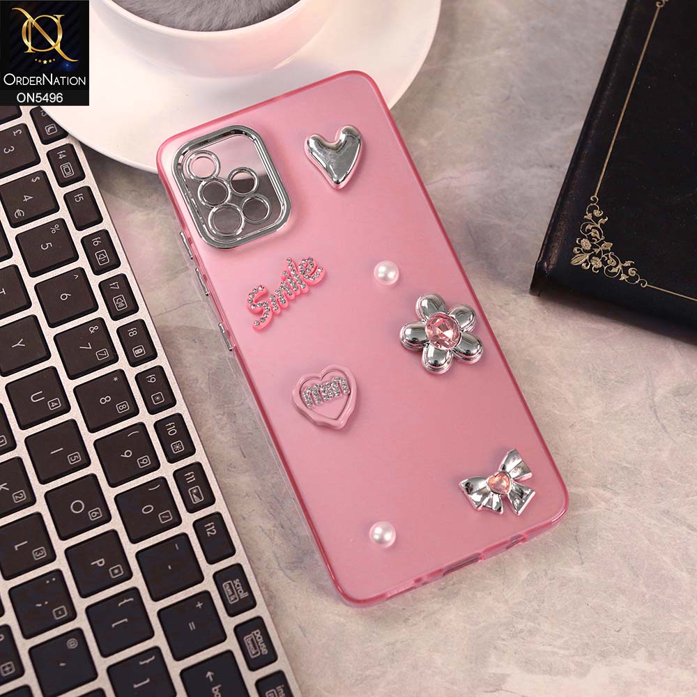Samsung Galaxy A51 Cover - Pink -  3D Smile Cartoon Matte Shinny Case With Camera Protection Soft Border Case