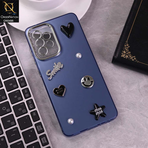 Samsung Galaxy A52 Cover - Blue -  3D Smile Cartoon Matte Shinny Case With Camera Protection Soft Border Case