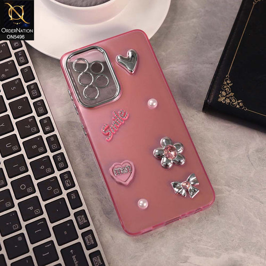 Samsung Galaxy A13 Cover - Pink -  3D Smile Cartoon Matte Shinny Case With Camera Protection Soft Border Case