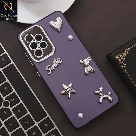 Samsung Galaxy A52 Cover - Purple - 3D Smile Cartoon Matte Shinny Case With Camera Protection Soft Border Case