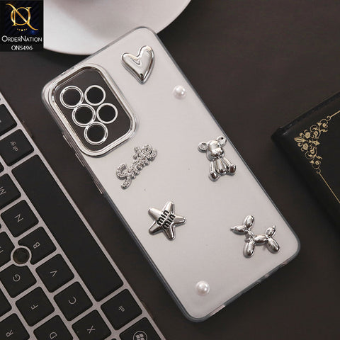 Samsung Galaxy A52s 5G Cover - Silver - 3D Smile Cartoon Matte Shinny Case With Camera Protection Soft Border Case