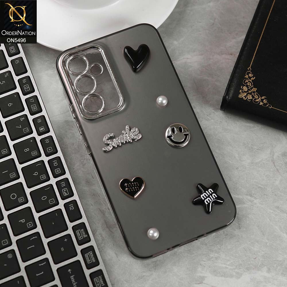 Samsung Galaxy A54 5G Cover - Black -  3D Smile Cartoon Matte Shinny Case With Camera Protection Soft Border Case