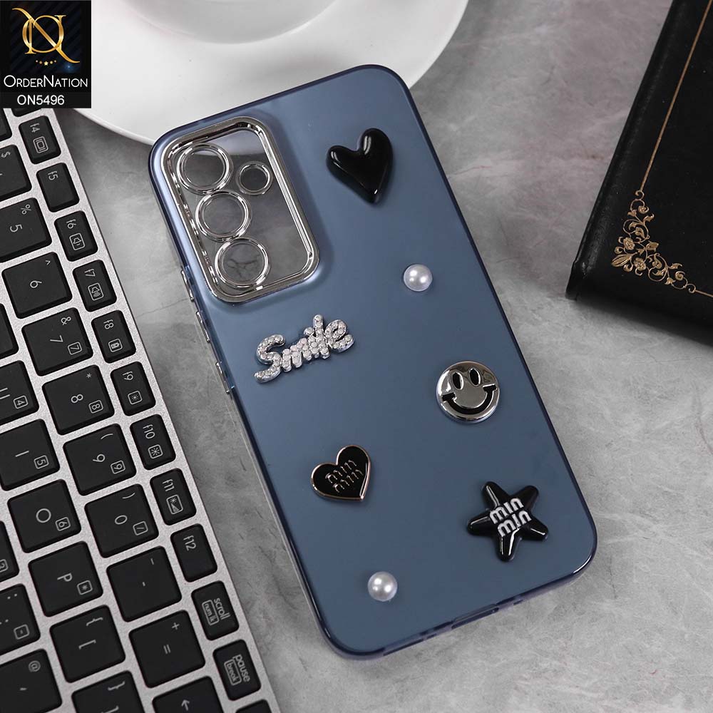 Samsung Galaxy A54 5G Cover - Blue -  3D Smile Cartoon Matte Shinny Case With Camera Protection Soft Border Case