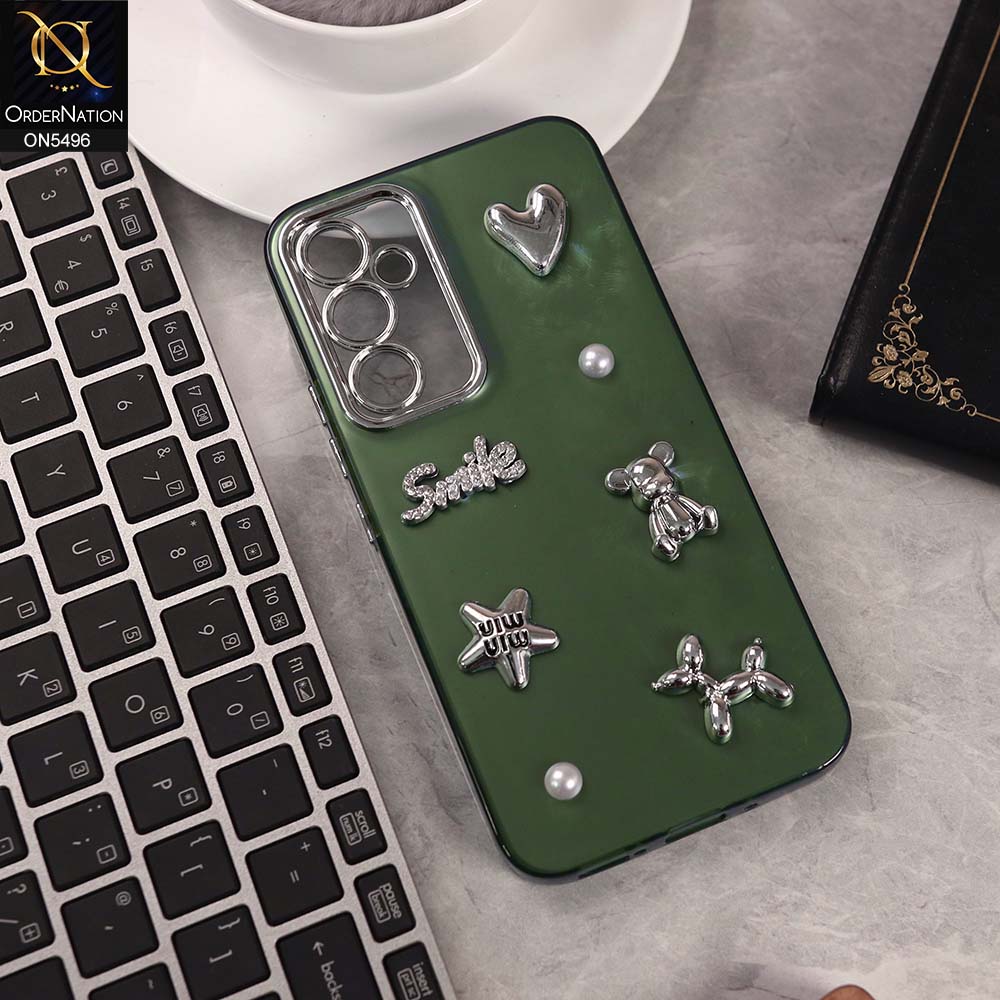 Samsung Galaxy A54 Cover - Green -  3D Smile Cartoon Matte Shinny Case With Camera Protection Soft Border Case