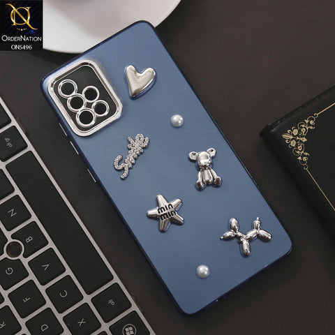 Samsung Galaxy A71 Cover - Blue - 3D Smile Cartoon Matte Shinny Case With Camera Protection Soft Border Case