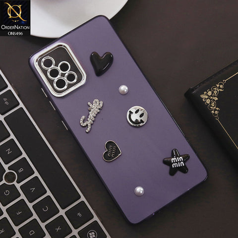 Samsung Galaxy A71 Cover - Purple - 3D Smile Cartoon Matte Shinny Case With Camera Protection Soft Border Case