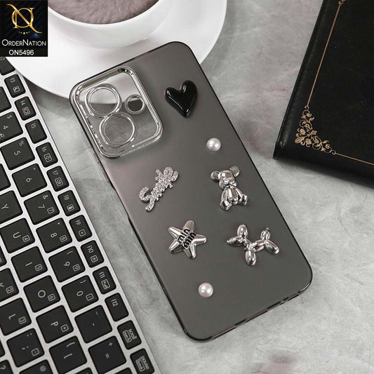 Infinix Smart 10 Cover - Black -  3D Smile Cartoon Matte Shinny Case With Camera Protection Soft Border Case