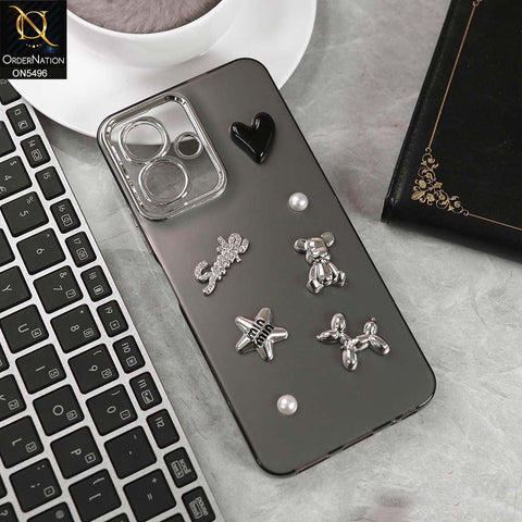 Infinix Smart 10 Cover - Black -  3D Smile Cartoon Matte Shinny Case With Camera Protection Soft Border Case