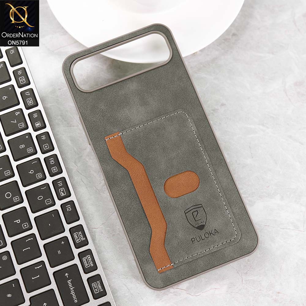 Infinix Smart 10 Plus Cover - Gray - New Premium Soft Tpu Leather Textured Case With Card Holder