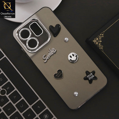 Infinix Smart 9 Cover - Black - 3D Smile Cartoon Matte Shinny Case With Camera Protection Soft Border Case