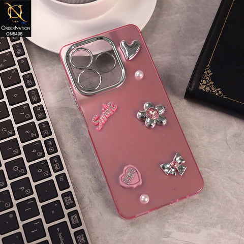 Tecno Spark 10C Cover - Pink -  3D Smile Cartoon Matte Shinny Case With Camera Protection Soft Border Case