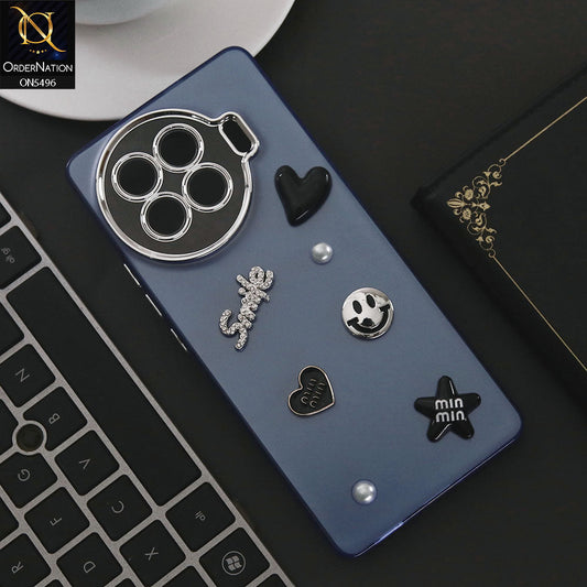 Tecno Spark 20 Pro Plus Cover - Blue - 3D Smile Cartoon Matte Shinny Case With Camera Protection Soft Border Case