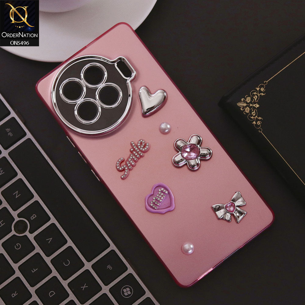 Tecno Spark 20 Pro Plus Cover - Pink - 3D Smile Cartoon Matte Shinny Case With Camera Protection Soft Border Case