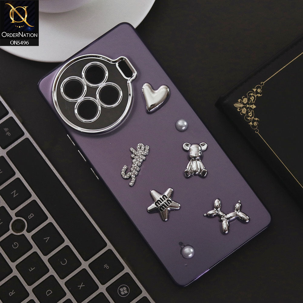 Tecno Spark 20 Pro Plus Cover - Purple - 3D Smile Cartoon Matte Shinny Case With Camera Protection Soft Border Case