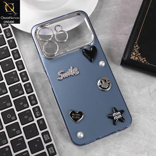 Tecno Spark 40 Cover - Blue -  3D Smile Cartoon Matte Shinny Case With Camera Protection Soft Border Case