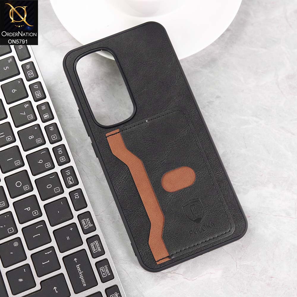 Tecno Spark 40 Pro Plus Cover - Black - New Premium Soft Tpu Leather Textured Case With Card Holder