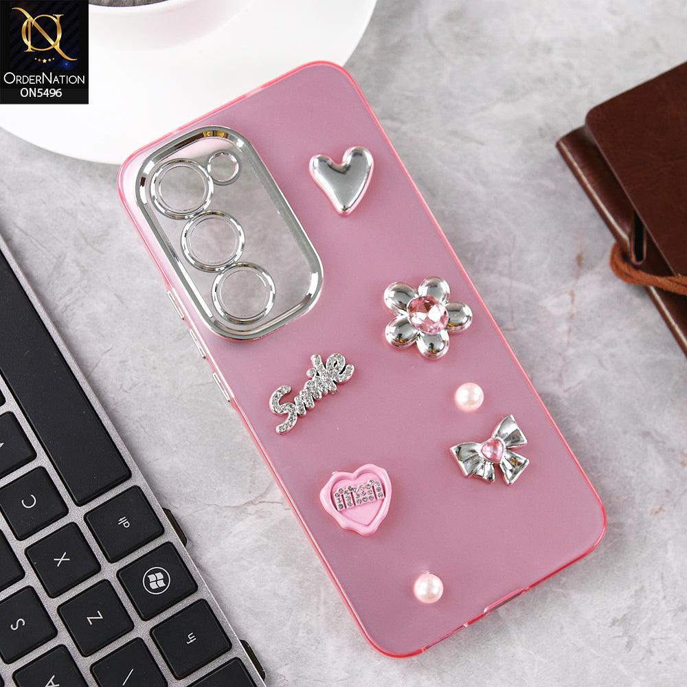 Tecno Spark 40 Pro Plus Cover - Pink - 3D Smile Cartoon Matte Shinny Case With Camera Protection Soft Border Case