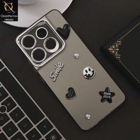 Tecno Pop 7 Cover - Black - 3D Smile Cartoon Matte Shinny Case With Camera Protection Soft Border Case