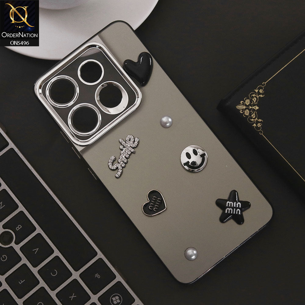Tecno Pop 7 Pro Cover - Black - 3D Smile Cartoon Matte Shinny Case With Camera Protection Soft Border Case