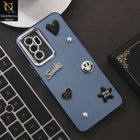Vivo V23e Cover - Blue - 3D Smile Cartoon Matte Shinny Case With Camera Protection Soft Border Case