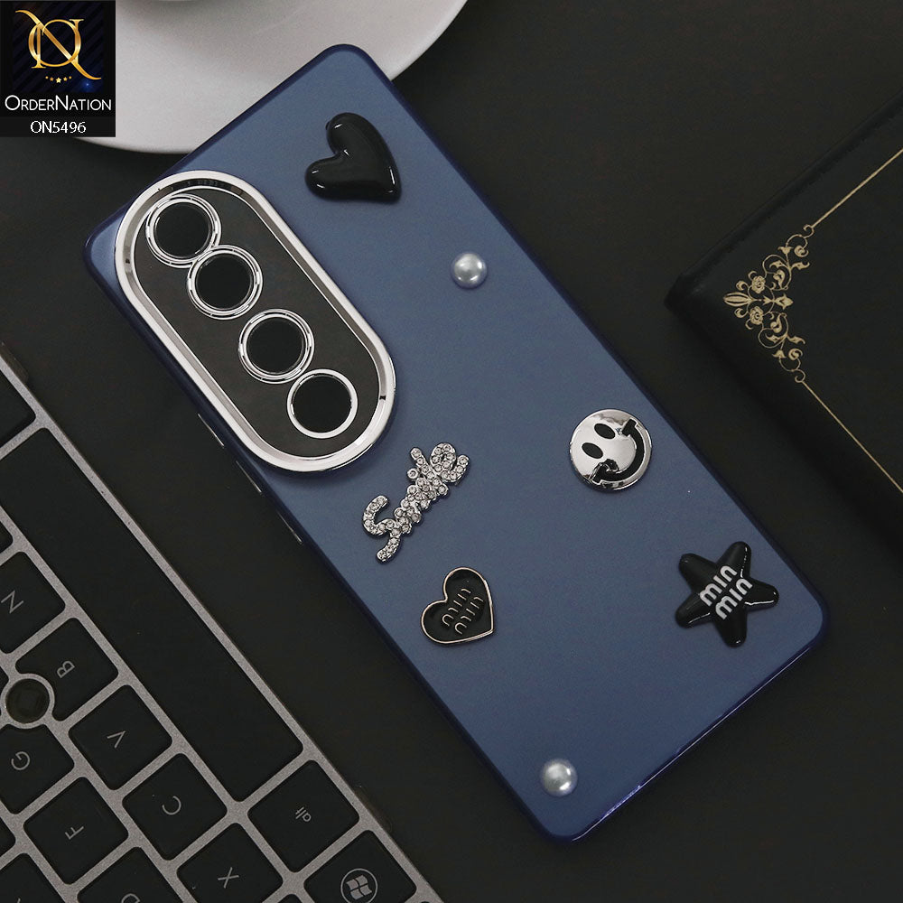 Vivo V40 Pro Cover - Blue - 3D Smile Cartoon Matte Shinny Case With Camera Protection Soft Border Case